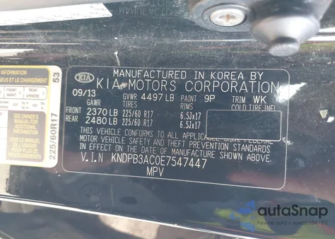 2014 Kia Sportage Lx из США, поврежденный, VIN KNDPB3AC0E7547447